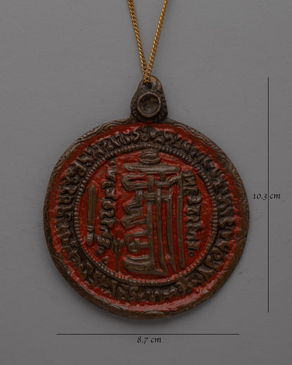 Hand-Carved Brass Buddhist Locket with Oxidized Finish | Sacred Talisman for Protection