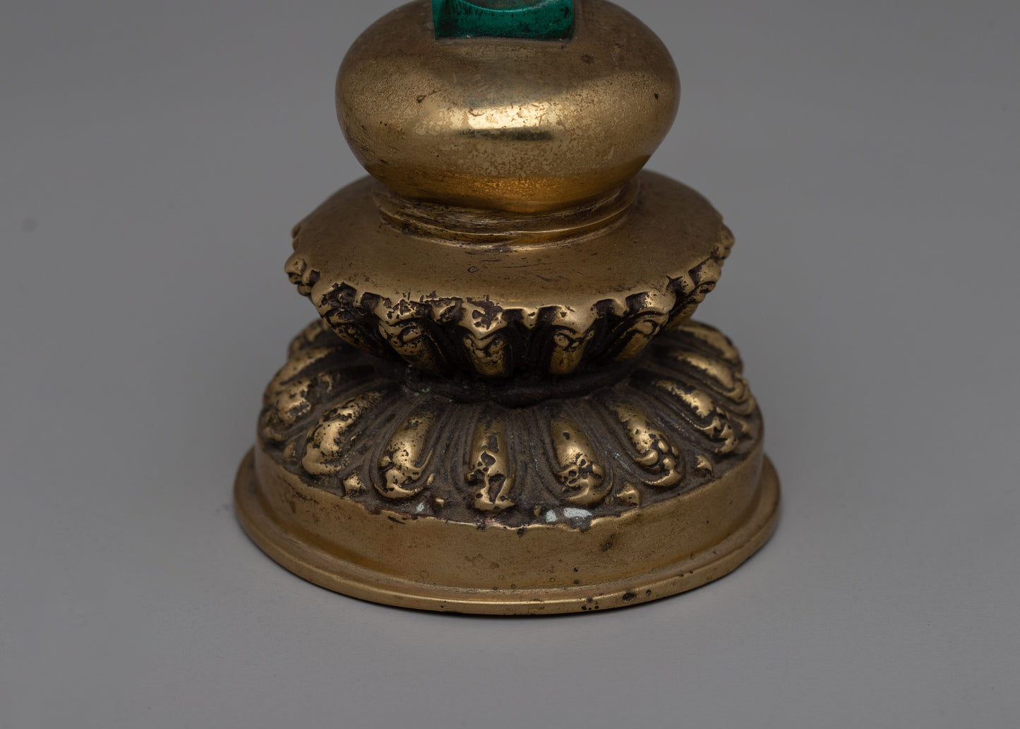 Hand-Carved Brass Stupa with Turquoise | A meaningful Buddhist decor piece