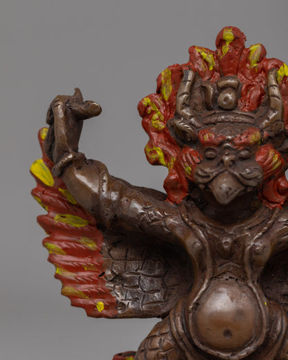 Hand-Carved Brass Garuda Statue with Antique Finish | Oxidized Antique Finish Deity