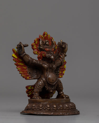 Hand-Carved Brass Garuda Statue with Antique Finish | Oxidized Antique Finish Deity