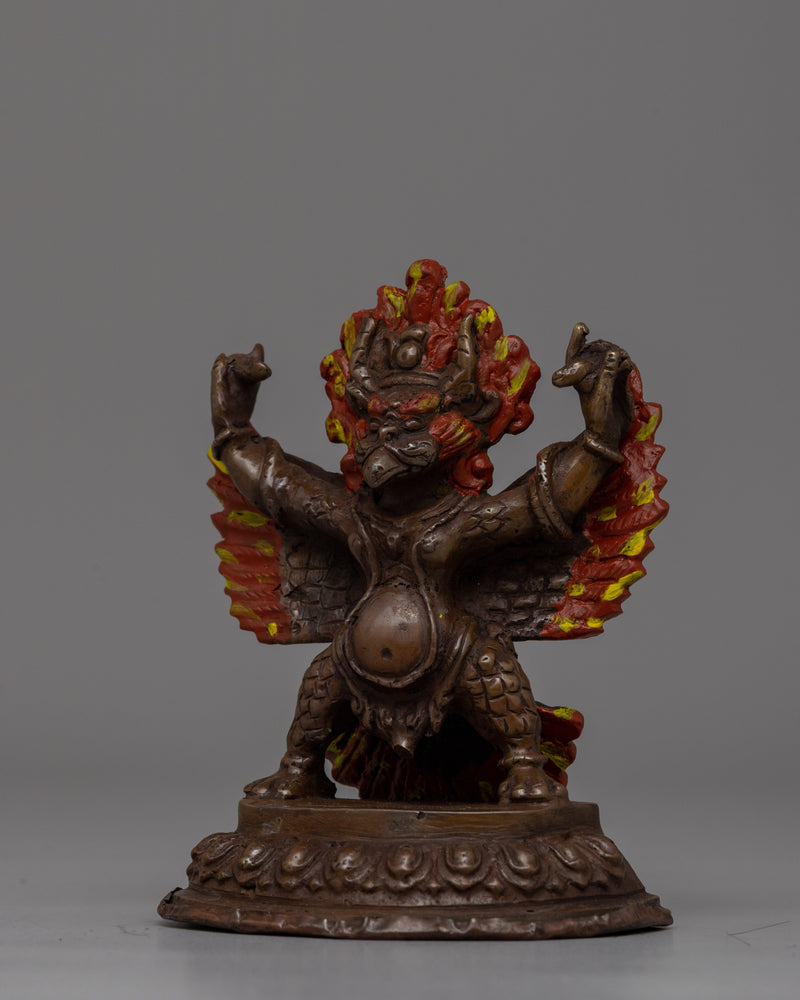 Hand-Carved Brass Garuda Statue with Antique Finish | Oxidized Antique Finish Deity