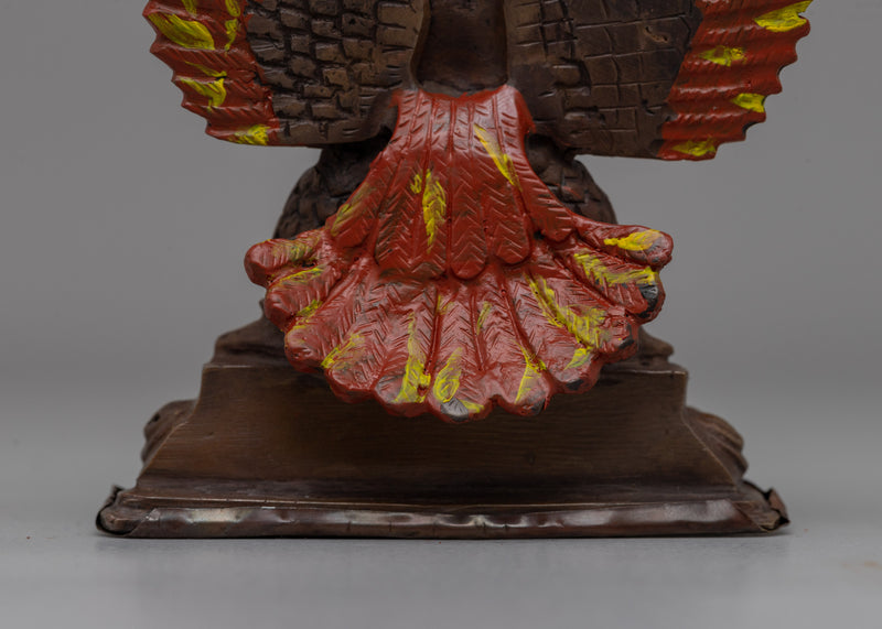 Hand-Carved Brass Garuda Statue with Antique Finish | Oxidized Antique Finish Deity