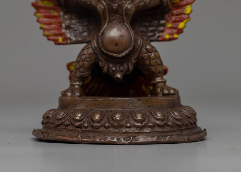 Hand-Carved Brass Garuda Statue with Antique Finish | Oxidized Antique Finish Deity