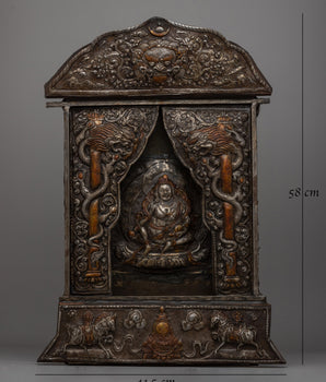 Hand-Carved Gold-Polished Iron Wall Hanging | Buddhist Metal Thangka