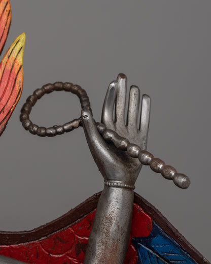 Hand-Painted Iron Phurba Statue | Tantric Buddhist Ritual Tool