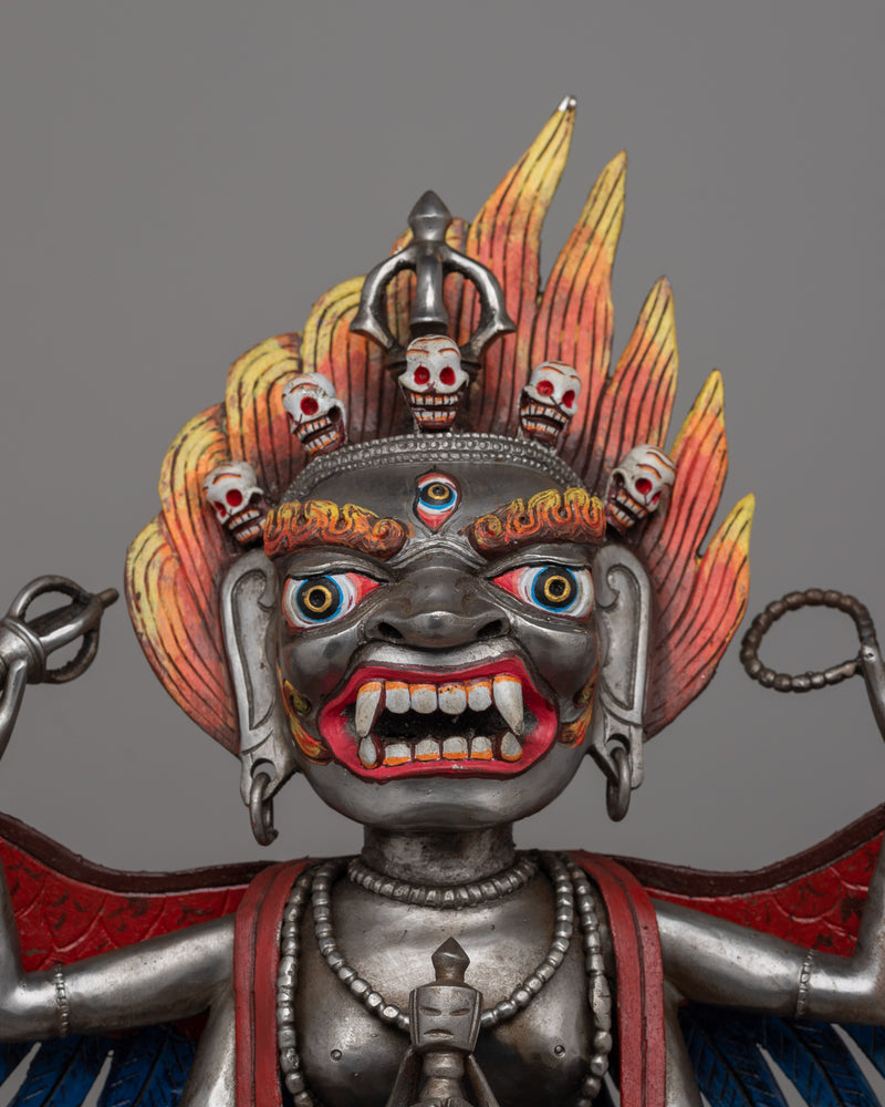 Hand-Painted Iron Phurba Statue | Tantric Buddhist Ritual Tool