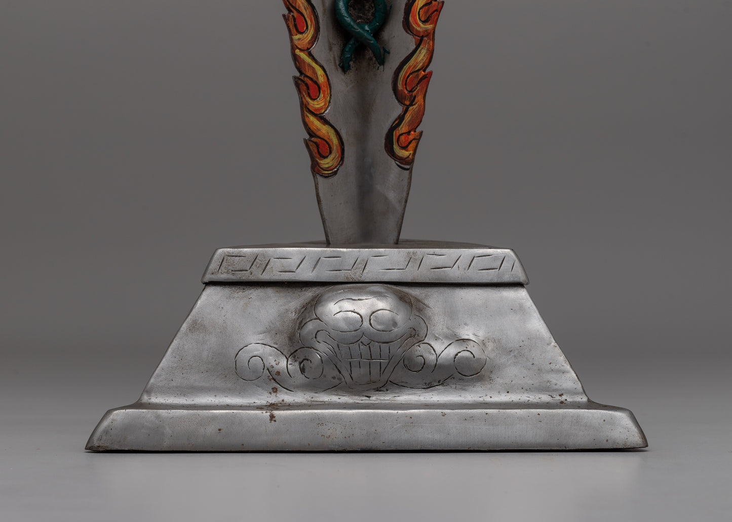 Hand-Painted Iron Phurba Statue | Tantric Buddhist Ritual Tool