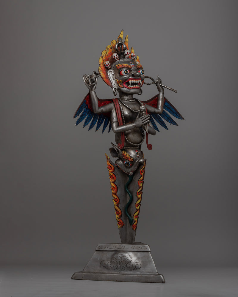 Hand-Painted Iron Phurba Statue | Tantric Buddhist Ritual Tool