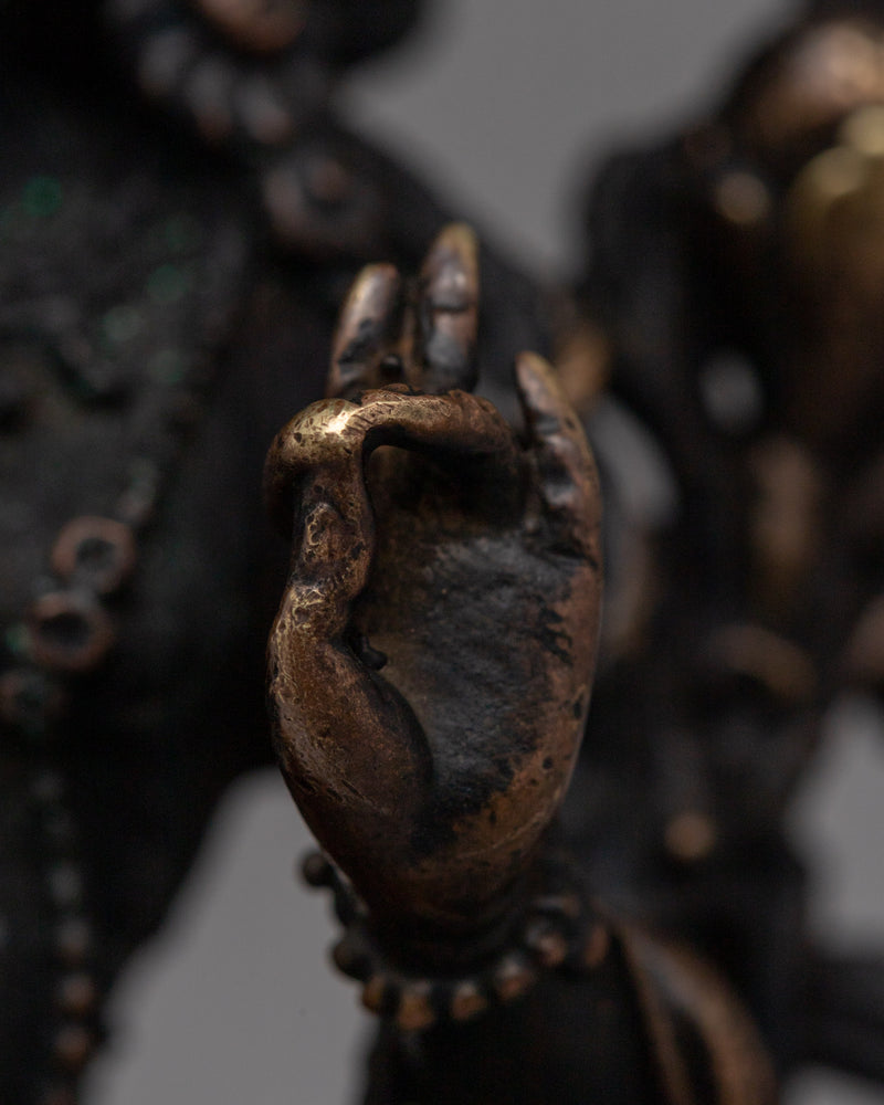 Oxidized Copper Green Tara Statue | Traditional Buddhist Statue for Meditation and Energy Work