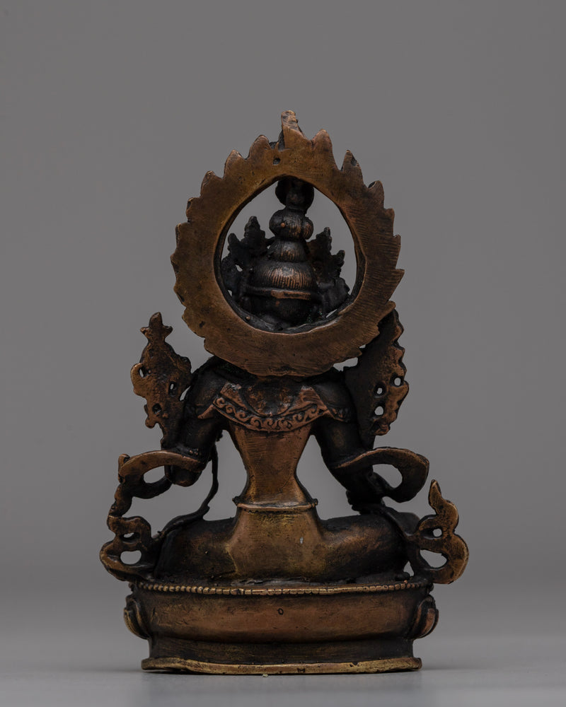 Oxidized Copper Green Tara Statue | Traditional Buddhist Statue for Meditation and Energy Work