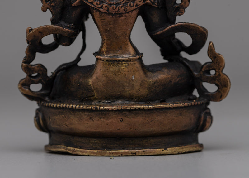 Oxidized Copper Green Tara Statue | Traditional Buddhist Statue for Meditation and Energy Work