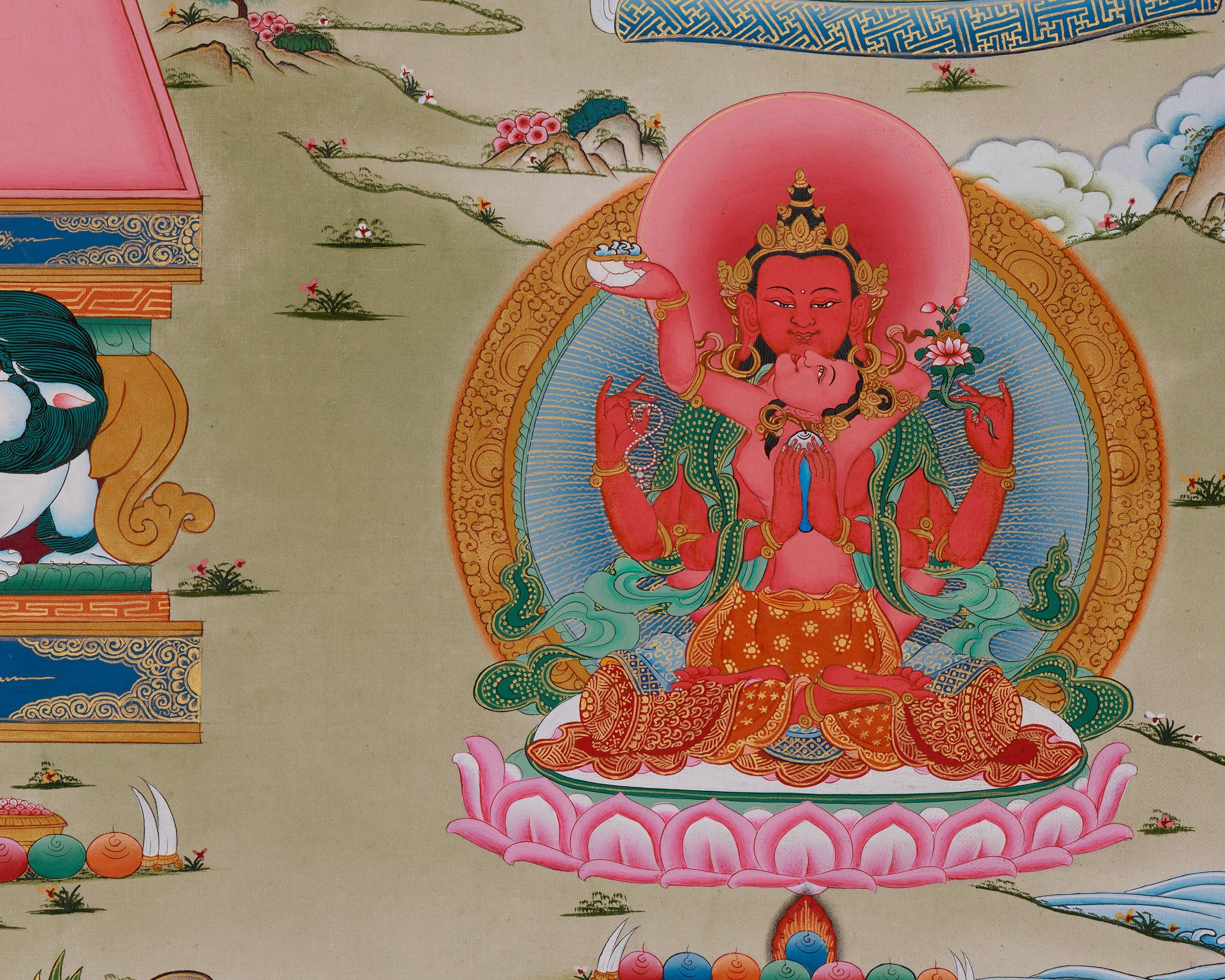 Traditional Thangka of Gompopa | Kagyu Lineage Master Buddhist Art