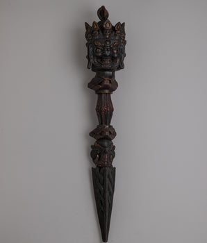 Hand-Carved Wooden Phurba Dagger 