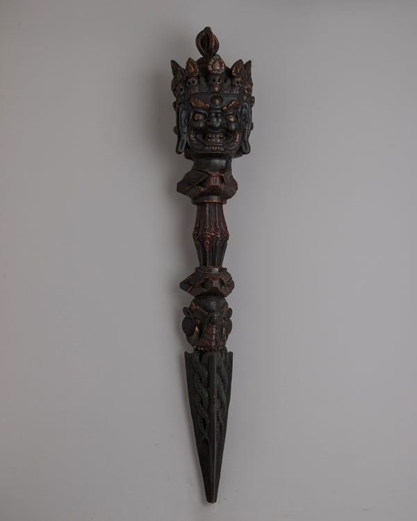 Hand-Carved Wooden Phurba Dagger 