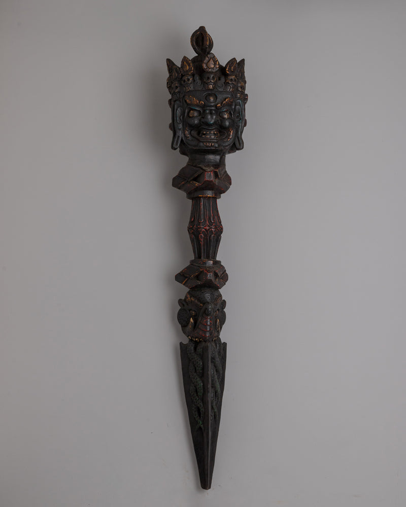 Hand-Carved Wooden Phurba Dagger 