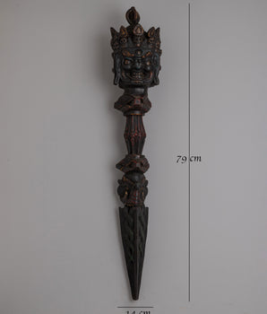 Hand-Carved Wooden Phurba Dagger | Tantric Ritual Tool for Meditation