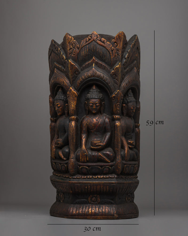 Handcrafted Shakyamuni Buddha Bodhi Wood Statue | A Sacred Buddhist Sculpture