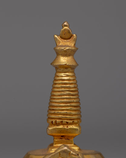 Gold-Plated Copper Stupa Chaitya | A Symbol of Spiritual Enlightenment