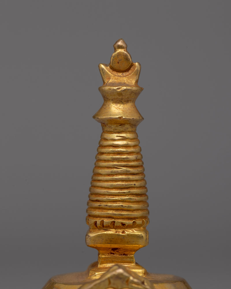 Gold-Plated Copper Stupa Chaitya | A Symbol of Spiritual Enlightenment