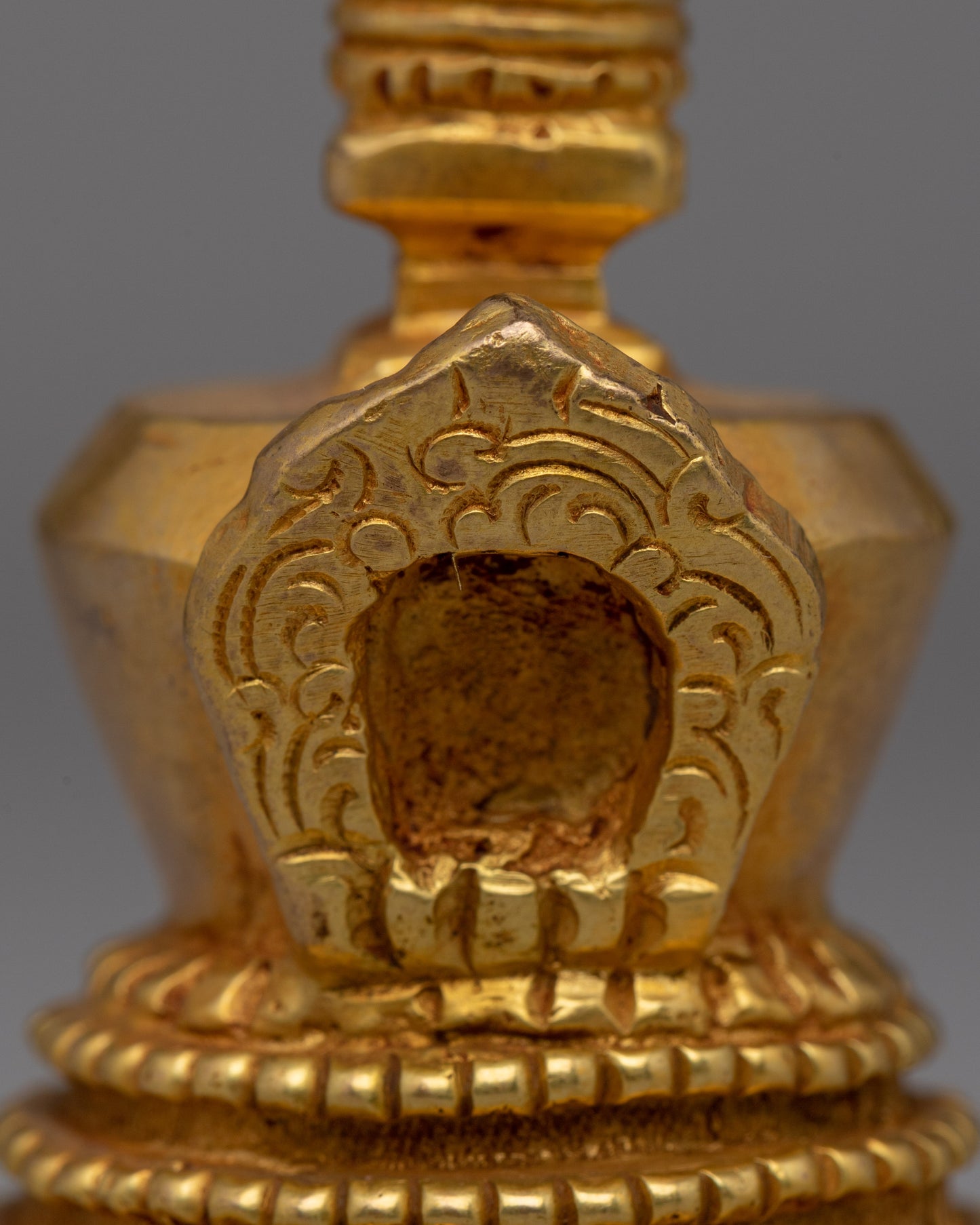 Gold-Plated Copper Stupa Chaitya | A Symbol of Spiritual Enlightenment