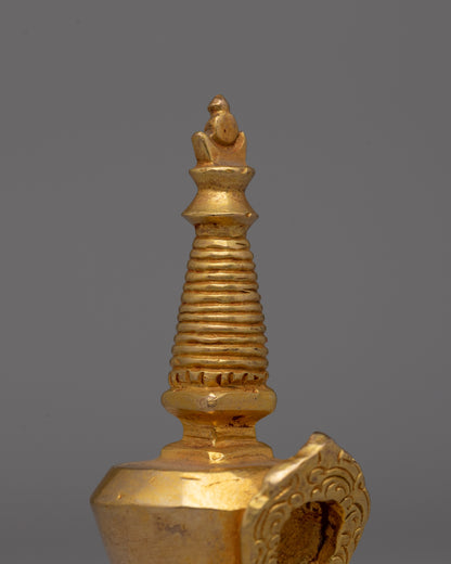 Gold-Plated Copper Stupa Chaitya | A Symbol of Spiritual Enlightenment