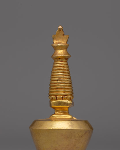 Gold-Plated Copper Stupa Chaitya | A Symbol of Spiritual Enlightenment