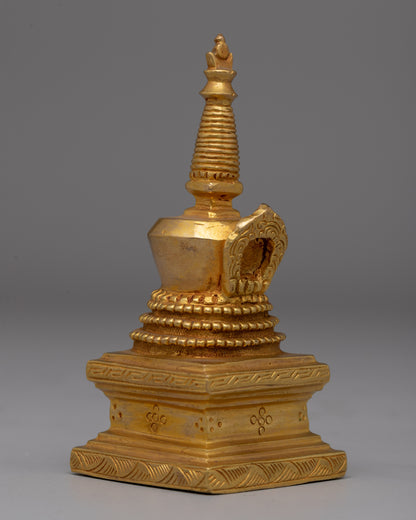 Gold-Plated Copper Stupa Chaitya | A Symbol of Spiritual Enlightenment