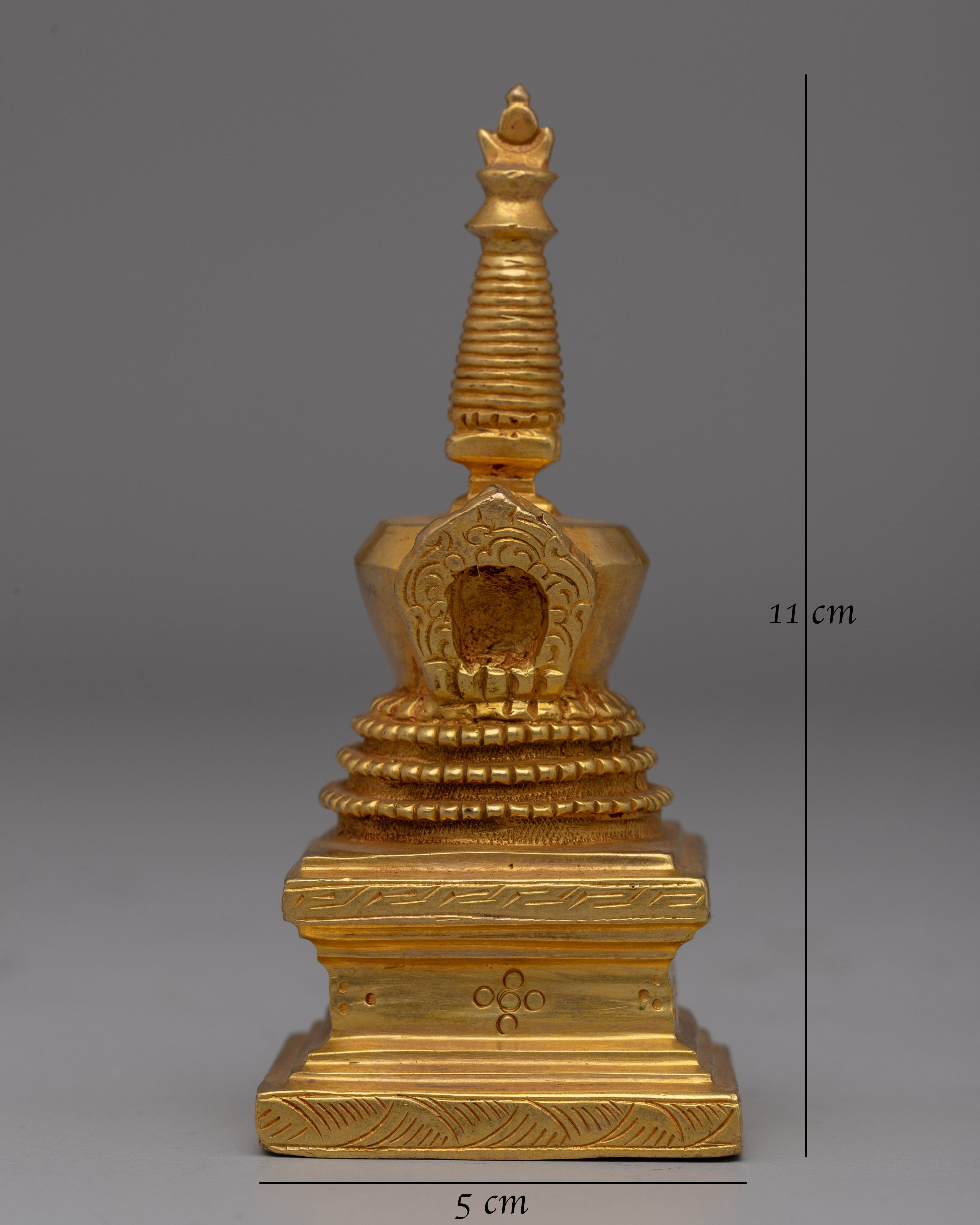 Gold-Plated Copper Stupa Chaitya | A Symbol of Spiritual Enlightenment