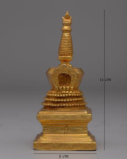 Gold-Plated Copper Stupa Chaitya | A Symbol of Spiritual Enlightenment