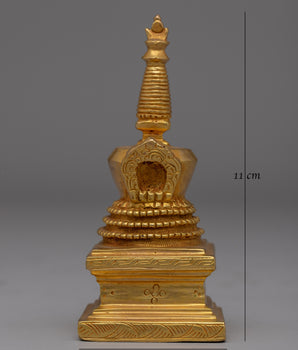 Gold-Plated Buddhist Stupa Set | Symbol of Enlightenment