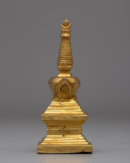 Elegant Gold-Plated Copper Stupa