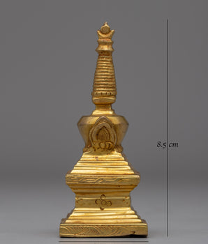 Elegant Gold-Plated Copper Stupa | Meditation and Spiritual Awakening