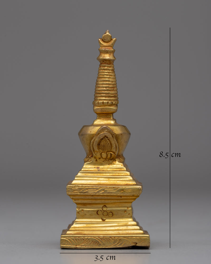 Elegant Gold-Plated Copper Stupa | Meditation and Spiritual Awakening