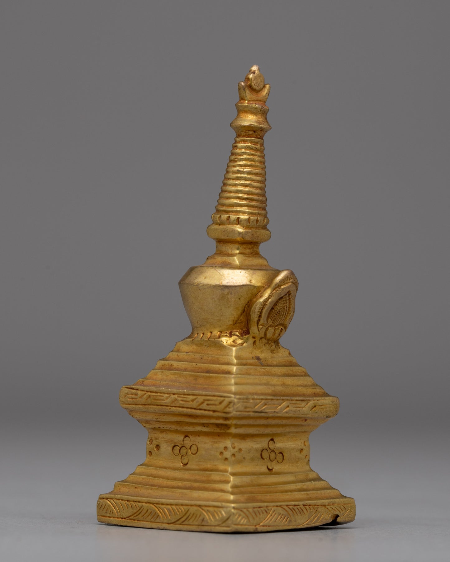 Elegant Gold-Plated Copper Stupa | Meditation and Spiritual Awakening