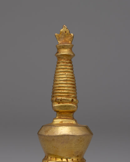 Elegant Gold-Plated Copper Stupa | Meditation and Spiritual Awakening