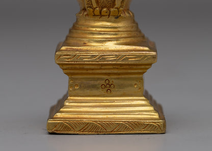 Compact Gold-Plated Buddhist Stupa | Meditation and Enlightenment