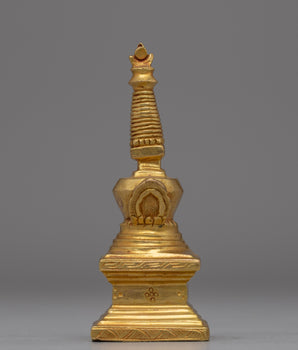 Compact Gold-Plated Buddhist Stupa