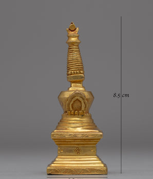 Compact Gold-Plated Buddhist Stupa | Meditation and Enlightenment