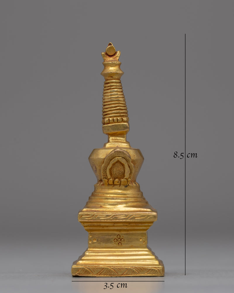 Compact Gold-Plated Buddhist Stupa | Meditation and Enlightenment