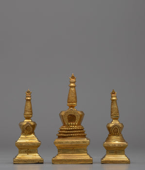 Gold-Plated Buddhist Stupa Set 