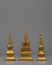 Gold-Plated Buddhist Stupa Set