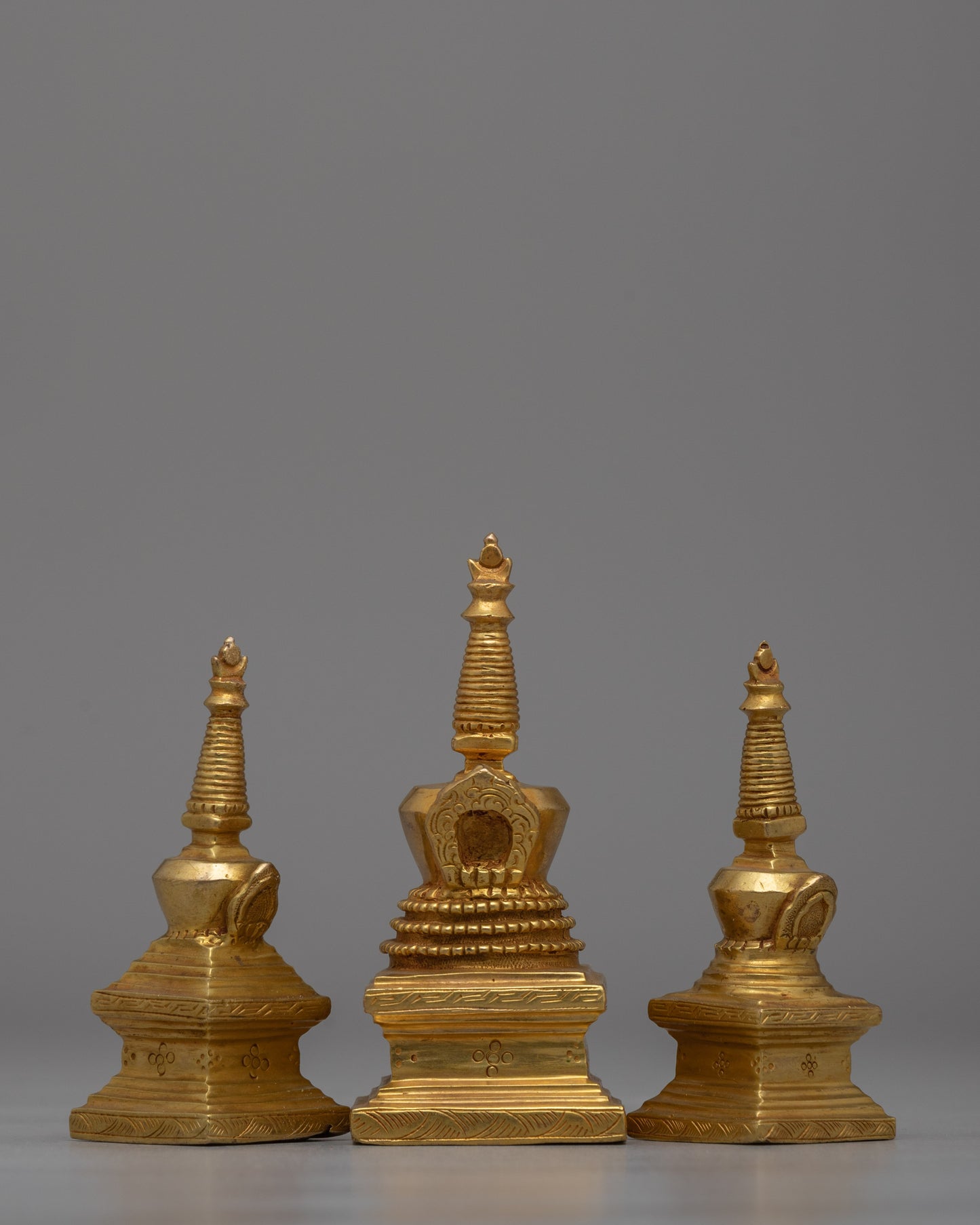 Gold-Plated Buddhist Stupa Set | Symbol of Enlightenment