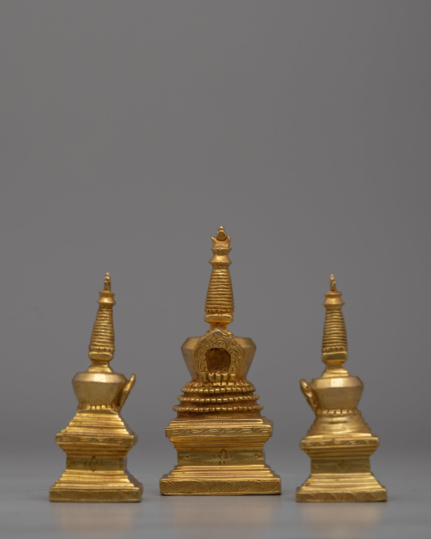 Gold-Plated Buddhist Stupa Set | Symbol of Enlightenment