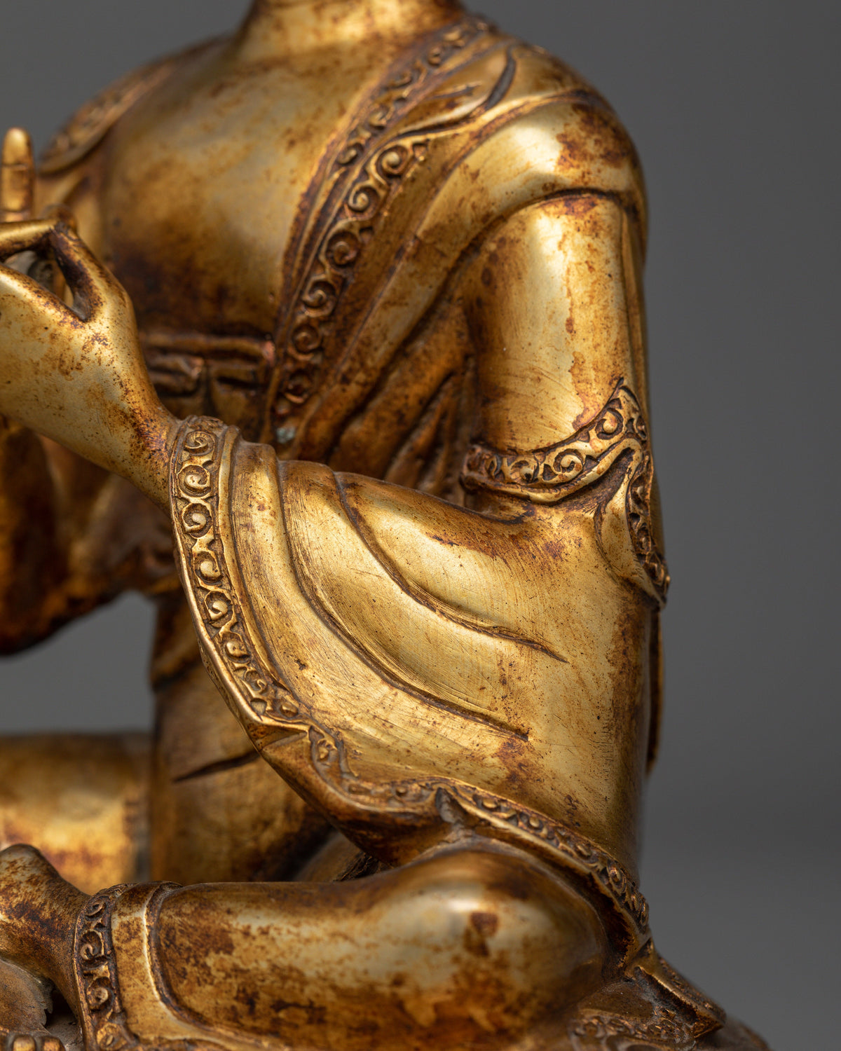 Antique Nagarjuna Gold Gilded Statue | Handcrafted Symbol of Enlightenment
