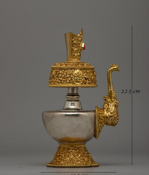 Cultural Gold and Silver Bhumba Artifact | Sacred Vessel with Filigree Design