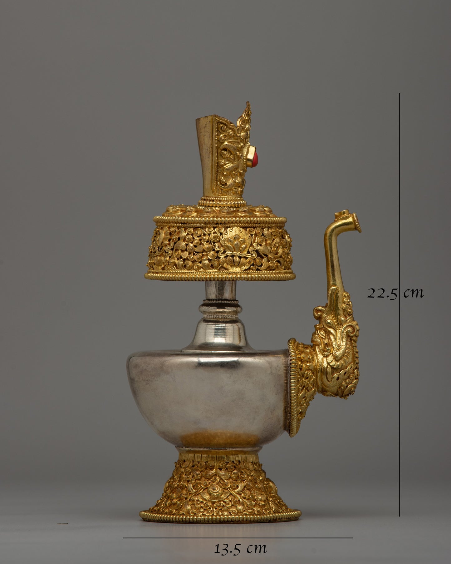 Cultural Gold and Silver Bhumba Artifact | Sacred Vessel with Filigree Design