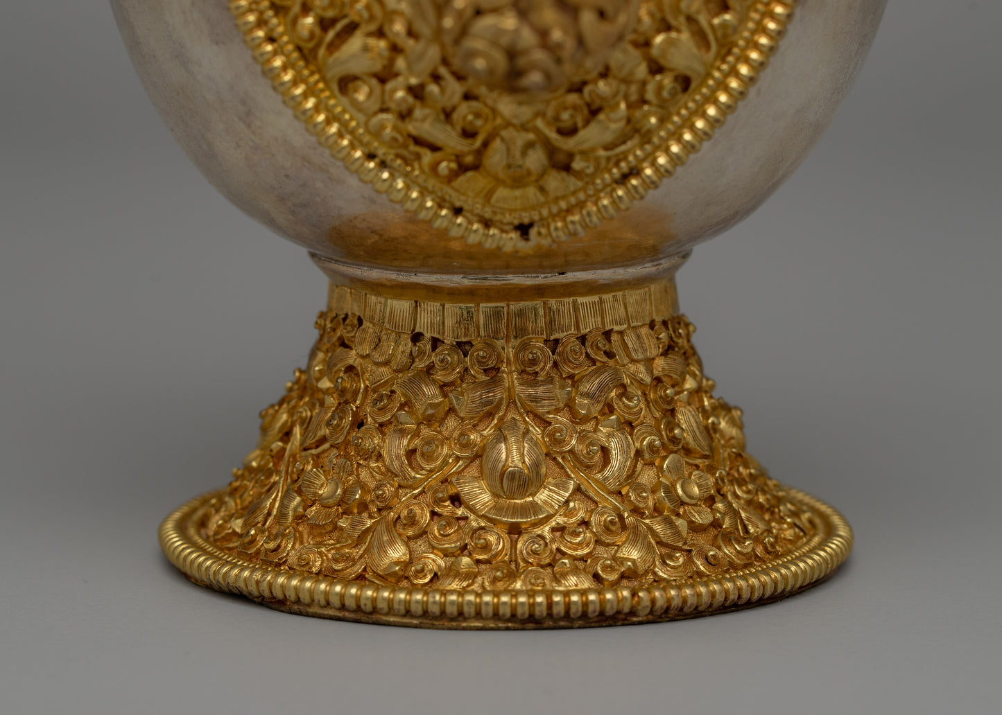 Cultural Gold and Silver Bhumba Artifact | Sacred Vessel with Filigree Design