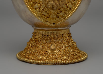 Cultural Gold and Silver Bhumba Artifact | Sacred Vessel with Filigree Design