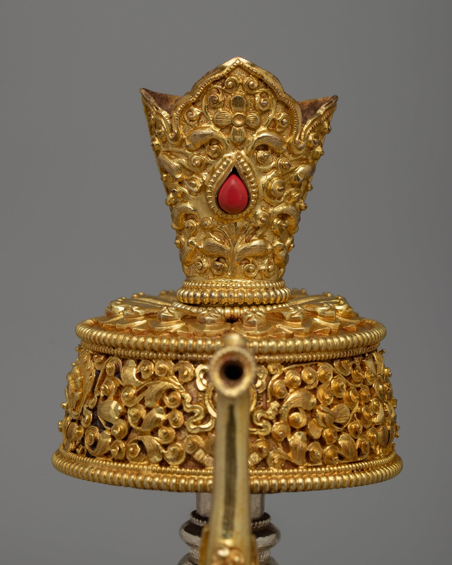 Cultural Gold and Silver Bhumba Artifact | Sacred Vessel with Filigree Design