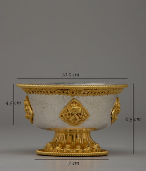 Handcrafted Silver Body and Gold-Plated Offering Bowls | Sacred Buddhist Decor Item